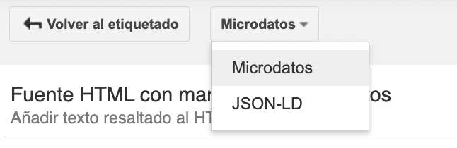 Marcado de microdatos con la herramienta de marcado de datos de Google